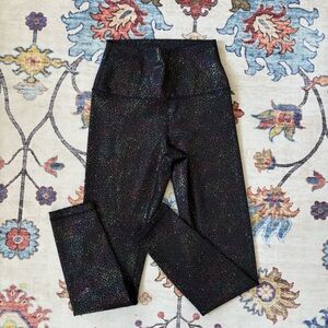 Wildfox Black Rainbow Speckled Metallic High Rise 7/8 Leggings Small